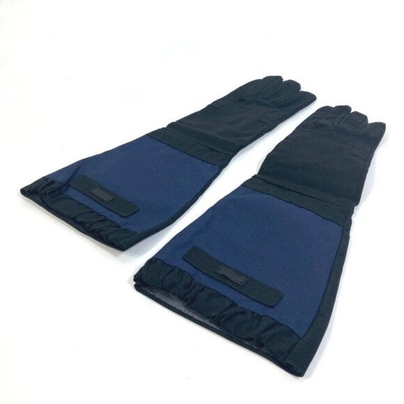 UNUSED PRADA 2G0980 test GUANTI logo Long gloves Bicolor Glove Nylon Black/Navy - Picture 1 of 10